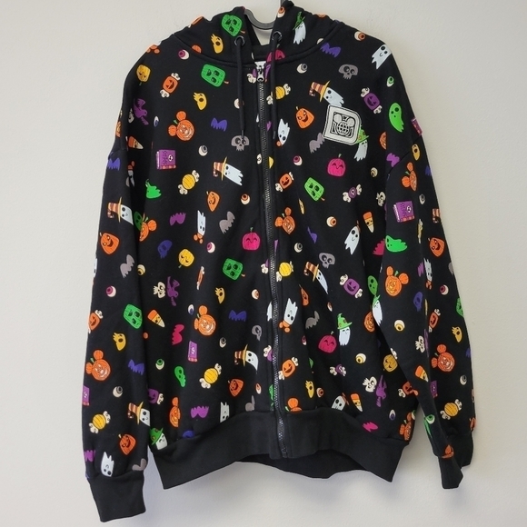 Disney Parks Halloween Mickey Jack-o'-Lantern Zip Hoodie Jacket L - Picture 10 of 10